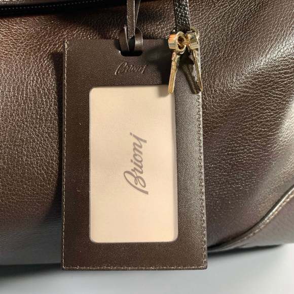 BRIONI Brown Pebble Grain Leather Duffle Bags - Picture 6 of 13